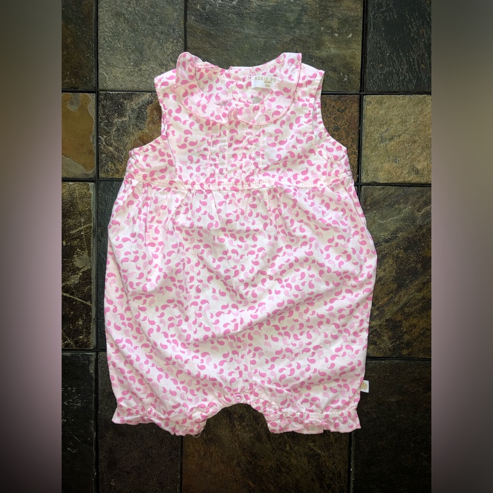 Rosie Pope Baby Pink White Paisley Bubble 9 Months Excellent Condition CUTE!